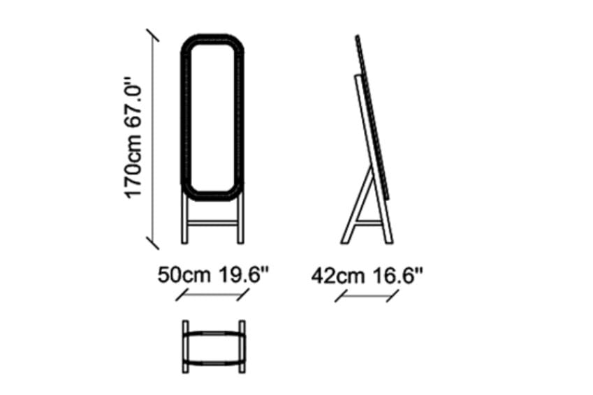 Наклонное напольное зеркало с деревянной рамой NDESIGN глина ARCH-00140055 - Вид №4