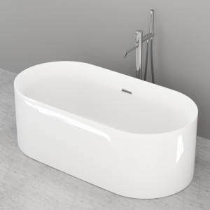 743301 G&M Ванна отдельностоящая овальная из полиминерала белая глянцевая снаружи и матовая внутри в комплекте с донным клапаном клик-клак 160 см цвет Белая глазурь Kerasan Bath-tub Италия