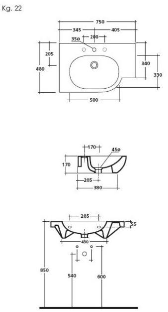 5238 Подвесная раковина настенная овальная Galassia M2 белая - Вид №4