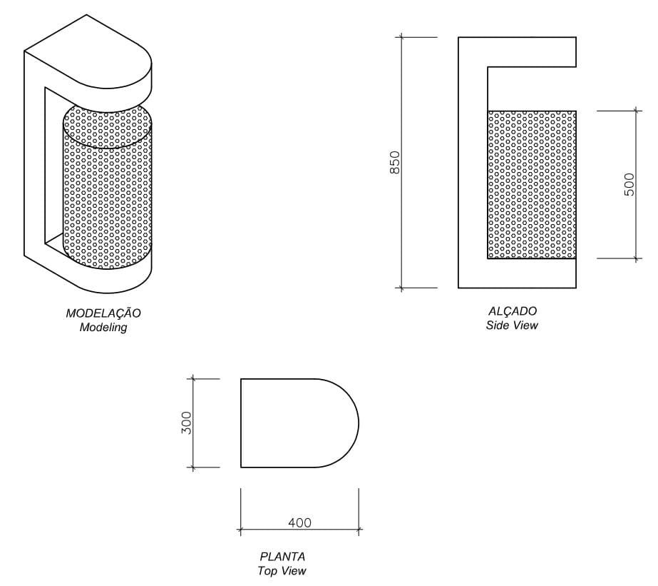 Бетонные и стальные стойки для мусора amop Mia ARCH-00126540 - Вид №2