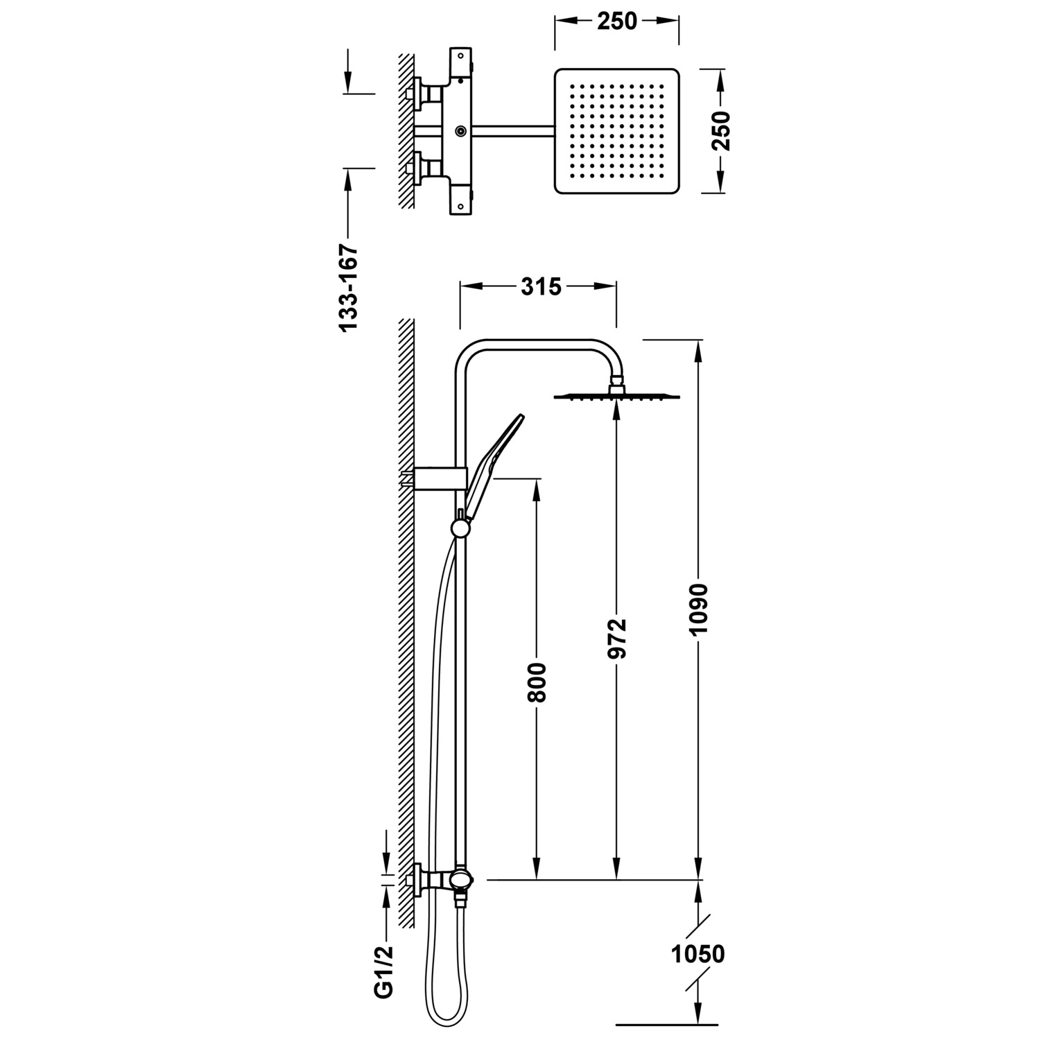 НАСТЕННЫЙ 2-полосный настенный термостатический смеситель для душа-19039313 TRES Thermostatic - Вид №1