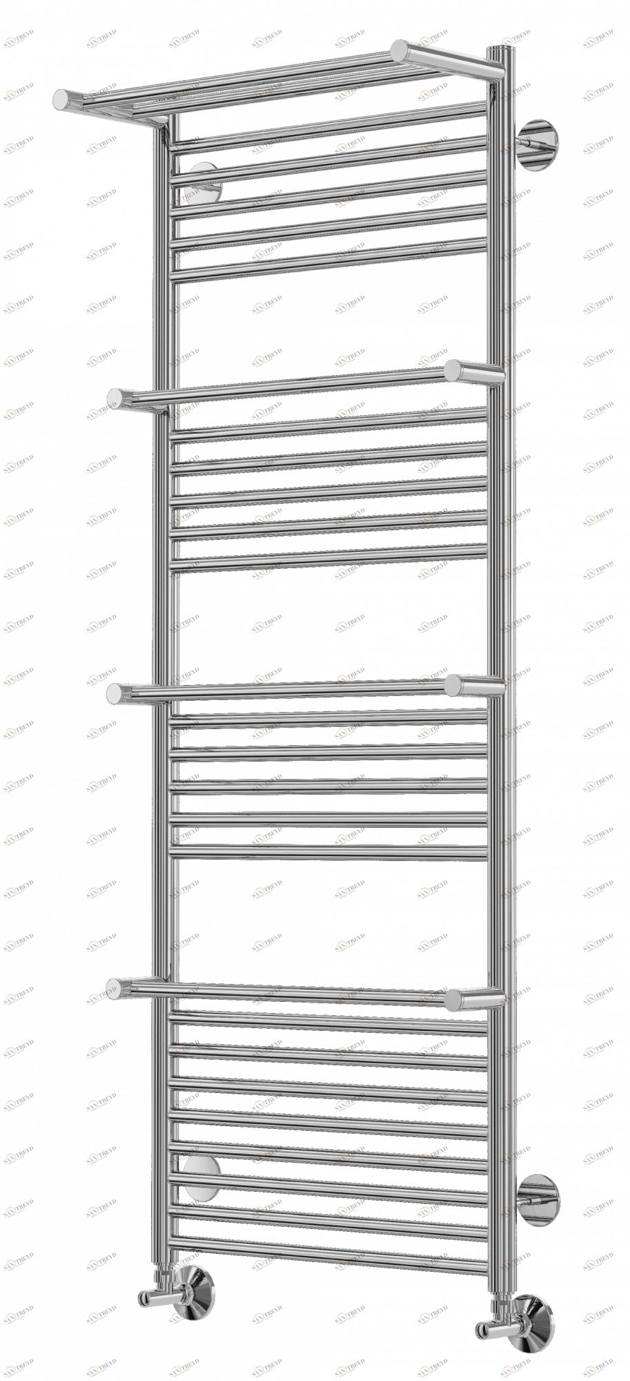 4660059582320 СТАНДАРТ Аврора с полками П27 500х1390 (9+6+6+6) Полотенцесушитель TERMINUS Нержавеющая сталь