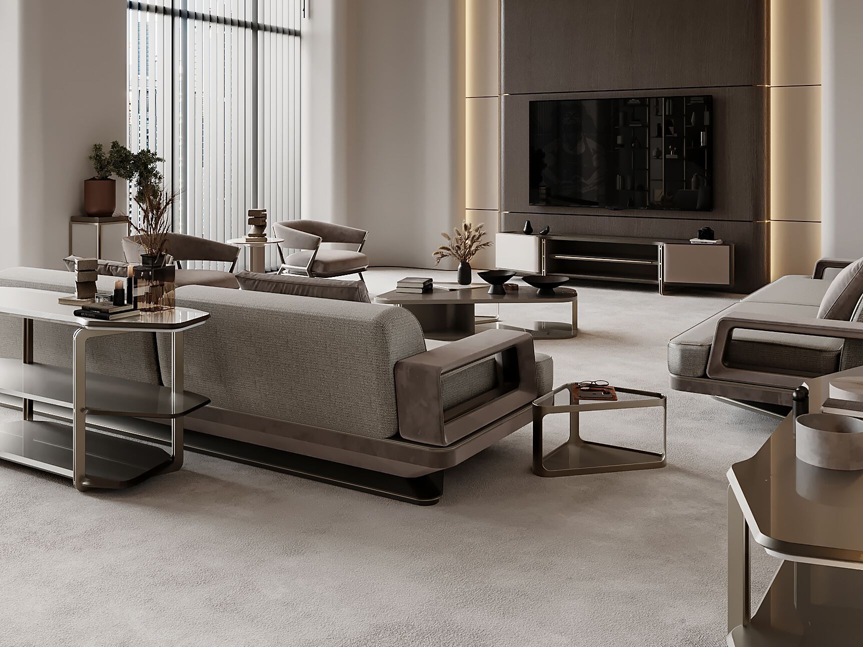 Низкий шкаф для телевизора с распашными дверцами Zebrano Athena ARCH-00084919 - Вид №3