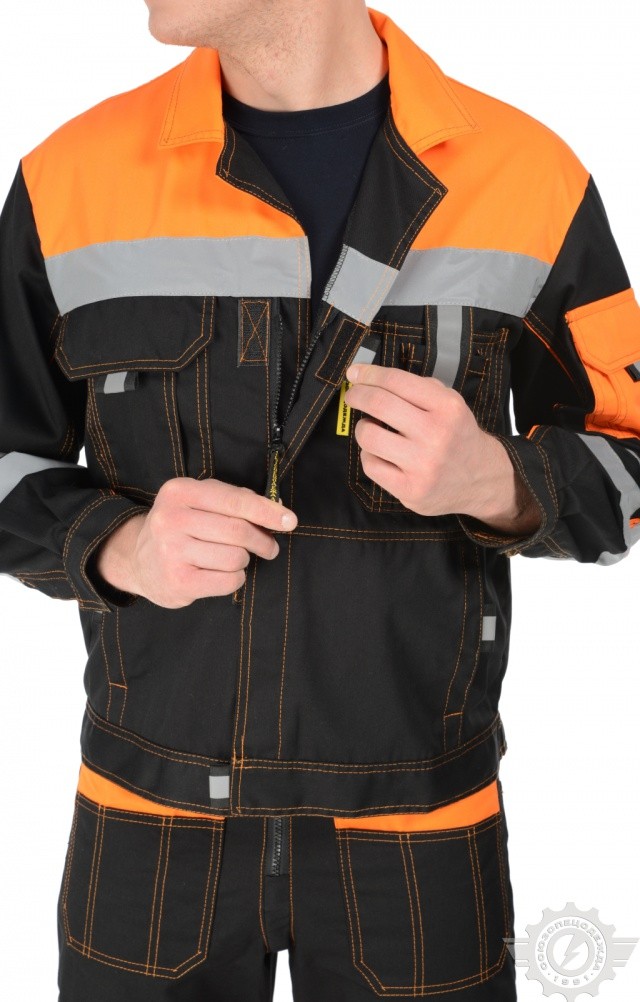 61843 Костюм "Профессионал-2" с СВП черно-оранжевый  Летняя спецодежда  размер 52-54/170-176  - Вид №20