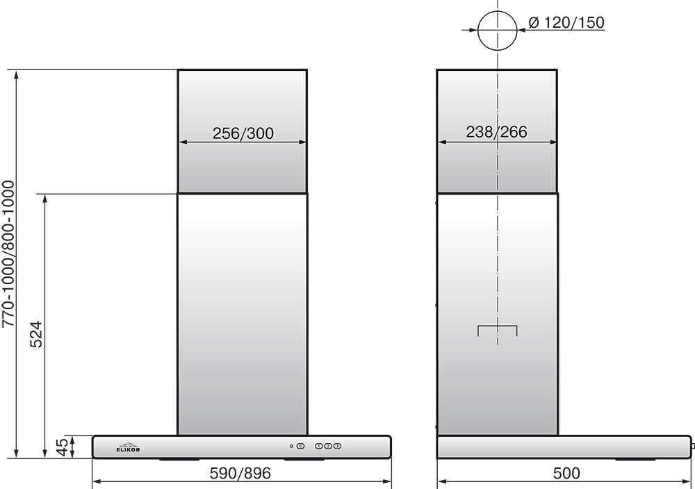 1183430 Вытяжка каминная ELIKOR Квадра 60П-430-К3Д белый STDN-0066677 - Вид №9