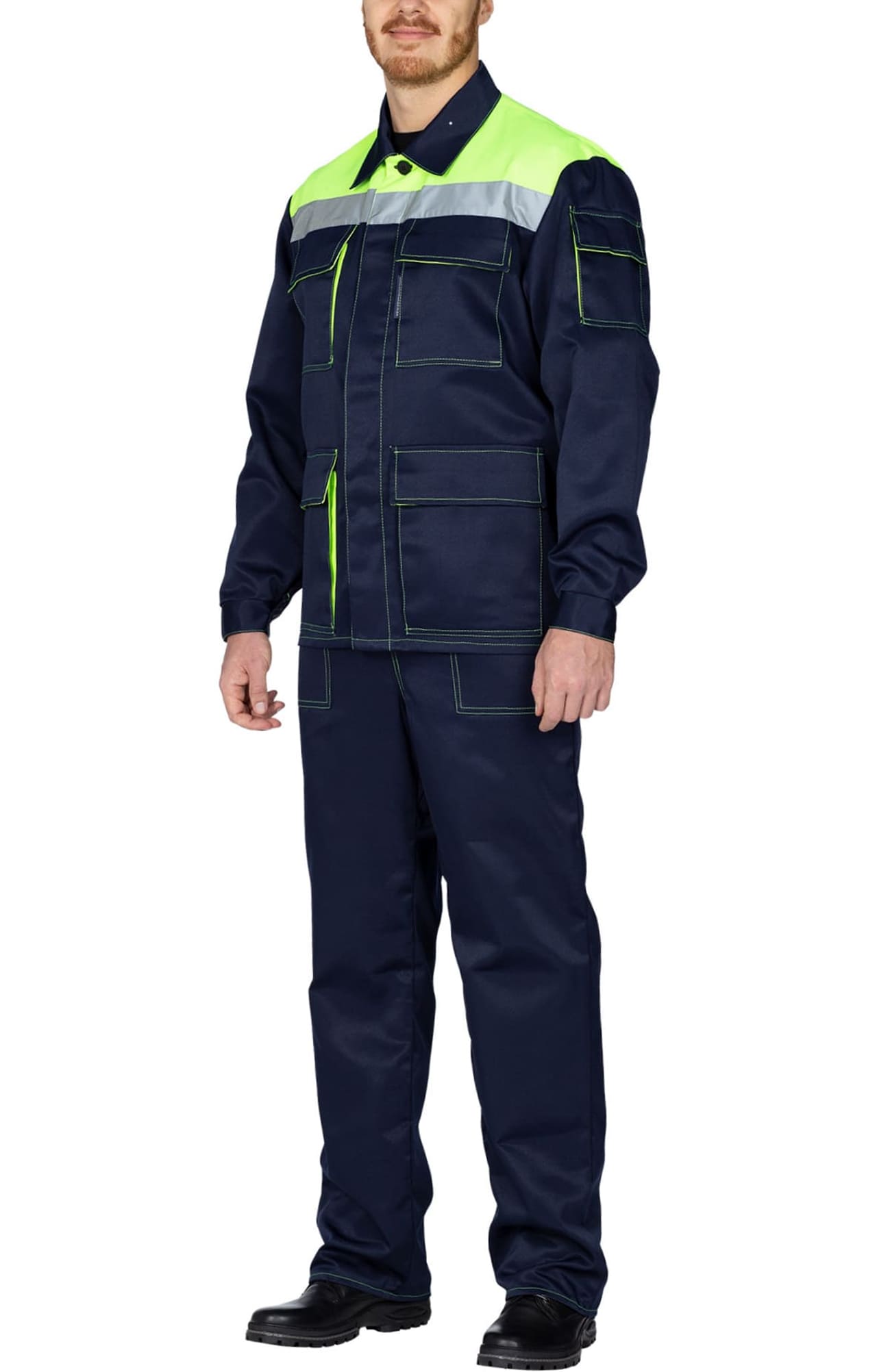 63853 Костюм "Коммунальщик" темно-синий с лимонным  Летняя спецодежда  размер 56-58/182-188  - Вид №9