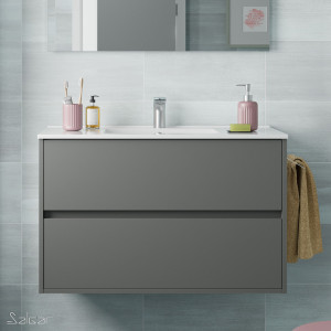 85083 SALGAR Мебель для умывальника NOJA 1000 MATT GREY + Раковина Мэтт Грей