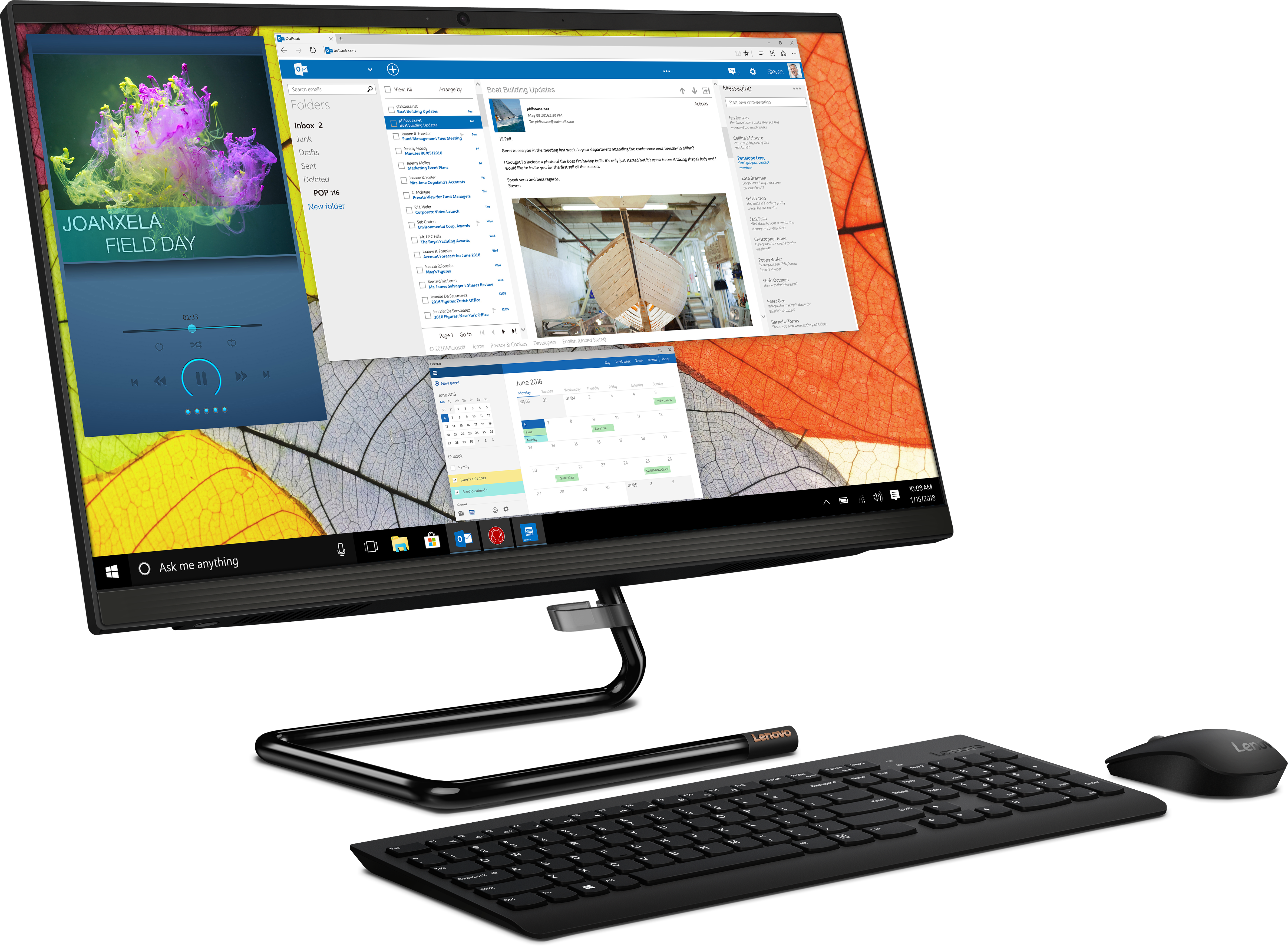 F0E800ELRK ideacentre aio a340-24iwl 23.8"(1920x1080 ips)/intel core i3 10110u(2.1ghz)/8192mb/1000+128ssdgb/dvdrw/int:intel uhd graphics 620/bt/wifi/war 1y/5.87kg/black/w10 + клавиатура, мышь usb Lenovo Santreyd  - Вид №3