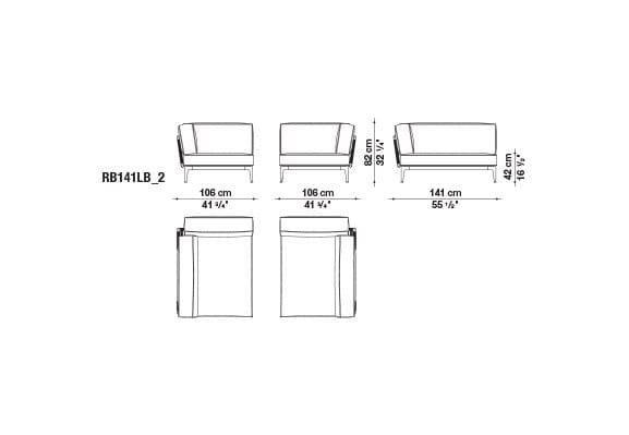 Ткань сад шезлонг B&B Italia Outdoor смородина ARCH-00129476 - Вид №7