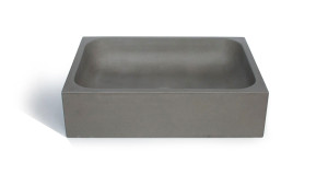 Бетонный прямоугольный умывальник с одной столешницей