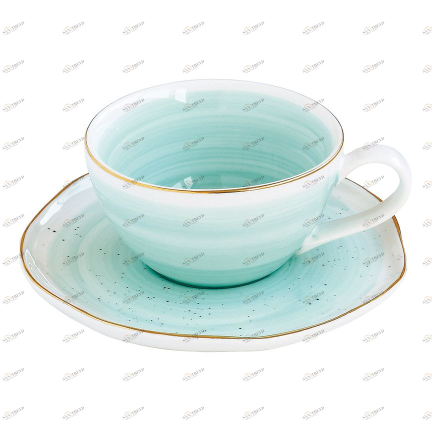 Чашка фарфоровая с блюдцем голубая Artesanal EASY LIFE ARTESANAL 00-3946826 Голубой 