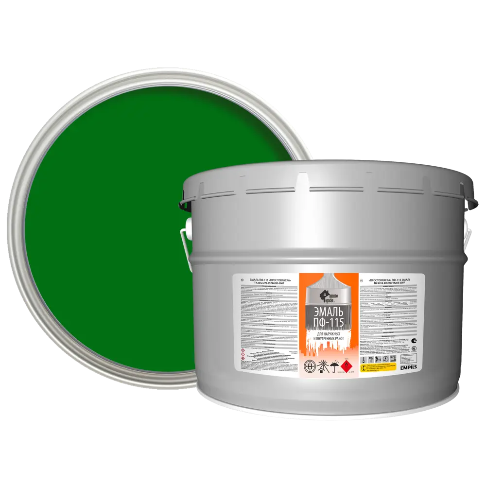 Эмаль Простокраска ПФ-115 полуматовая цвет зеленый 10 кг STLM-2073118