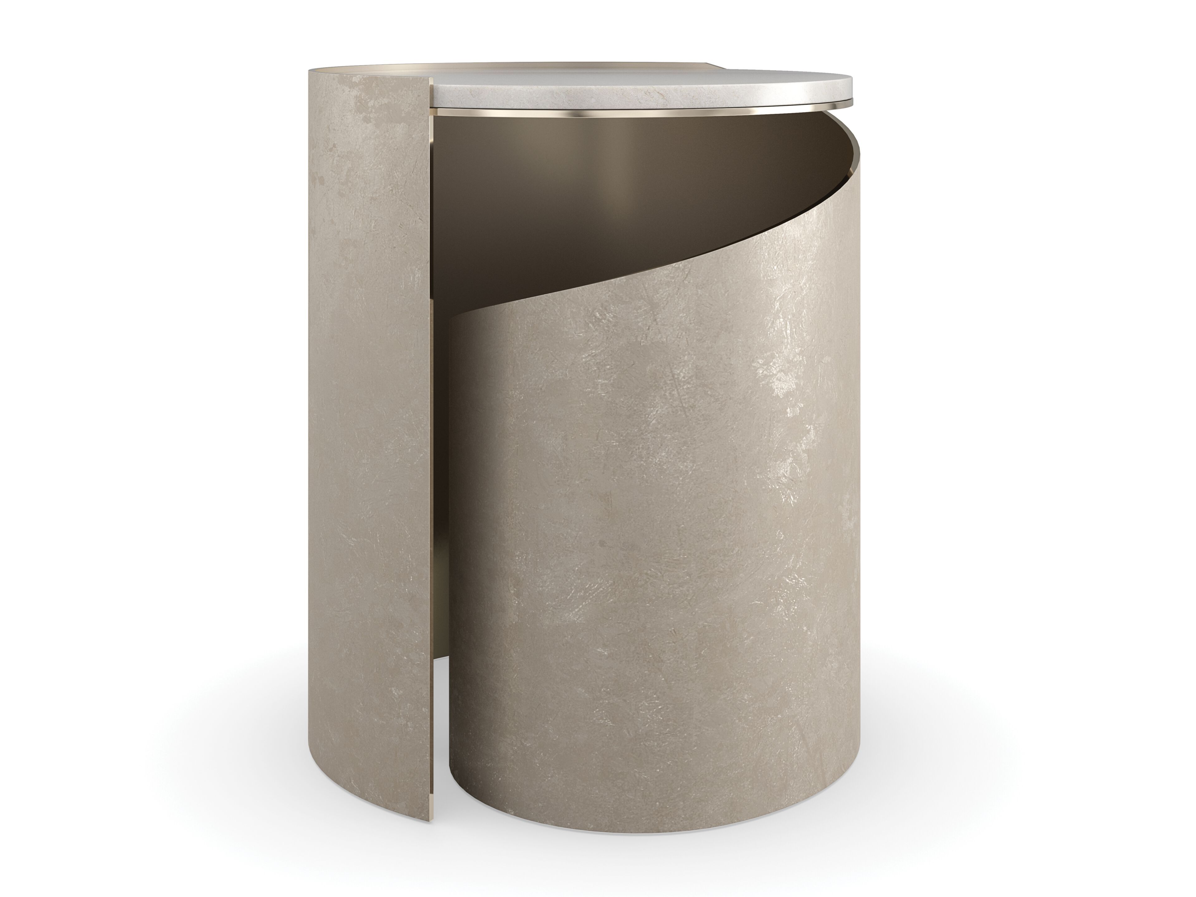 Высокий круглый журнальный столик из травертина Caracole NAUTILUS ARCH-00068754