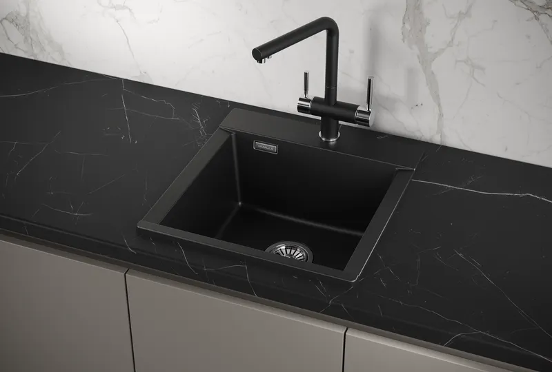 ES-4701, ТУРМАЛИН, кухонная мойка, кварц, ESTETICA GRANULA 4701-ST163 - Вид №1