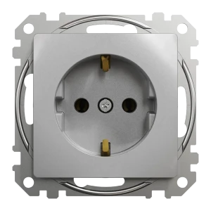 Розетка встраиваемая Systeme Electric Sedna Design с заземлением, цвет алюминий 84826884 STLM-2134718
