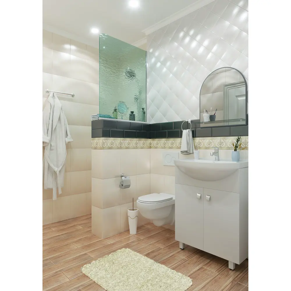 Бордюр настенный LB Ceramics Катар 13x25 см цвет белый STLM-2029039 - Вид №4