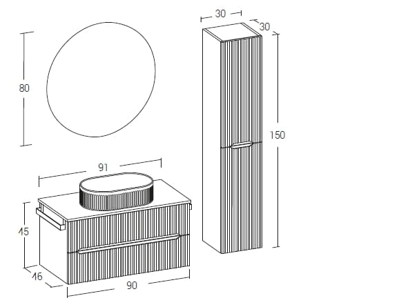 Деревянный подвесной туалетный столик с зеркалом LEGNOBAGNO Verso ARCH-00034506 - Вид №4
