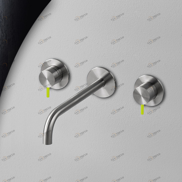 Смеситель для раковины сталь матовая с зеленой ручкой Toki Radomonte TKI29SCIL23