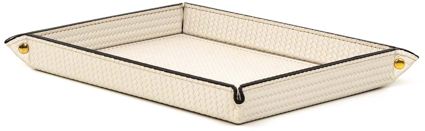 Жесткий прямоугольный поднос для мелочей - 21X33XH4 см / зернистая кожа_светло-серый