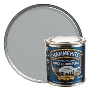 Грунт-эмаль 3 в 1 Hammerite гладкая цвет серебристый 0.25 л