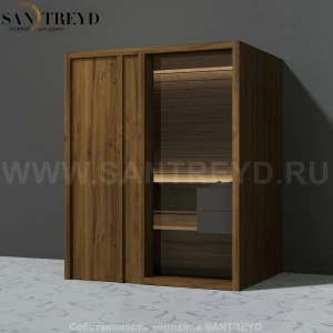 Effegibi YOKU.D45 SA.70200020 Сауна с левой дверью. Мощность: 4,5 кВт макс. Размеры: длина 174 см, ширина 132 см. Отделка: чёрный орех