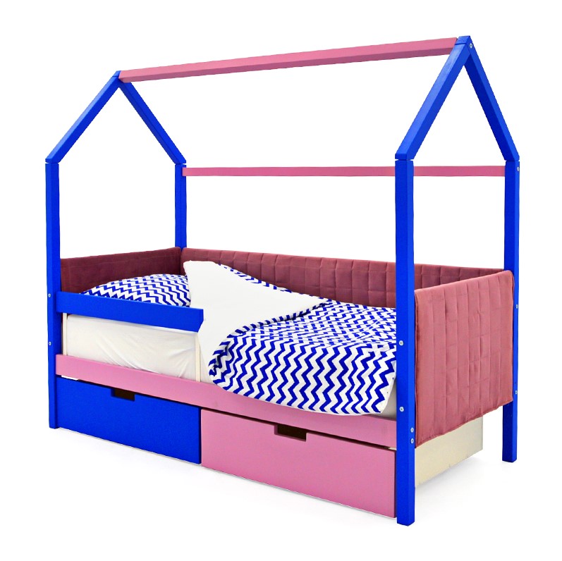 Детская кровать-домик мягкая синяя-лаванда Svogen БЕЛЬМАРКО  00-3873192 Розовый Santreyd  - Вид №4