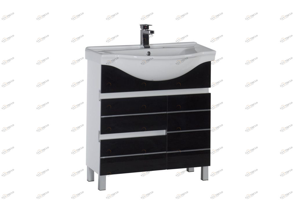 Тумба с раковиной Aquanet Доминика 80 б\к черный 0017237600169551
