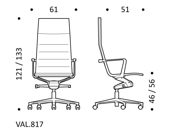Кожаный поворотный офисный стул с 5 спицами ICF Valea ARCH-00007110 - Вид №5