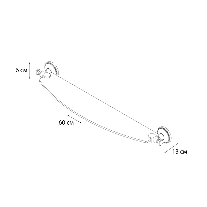 Полка стеклянная (60см) Grampus ALFA GR9503 - Вид №2