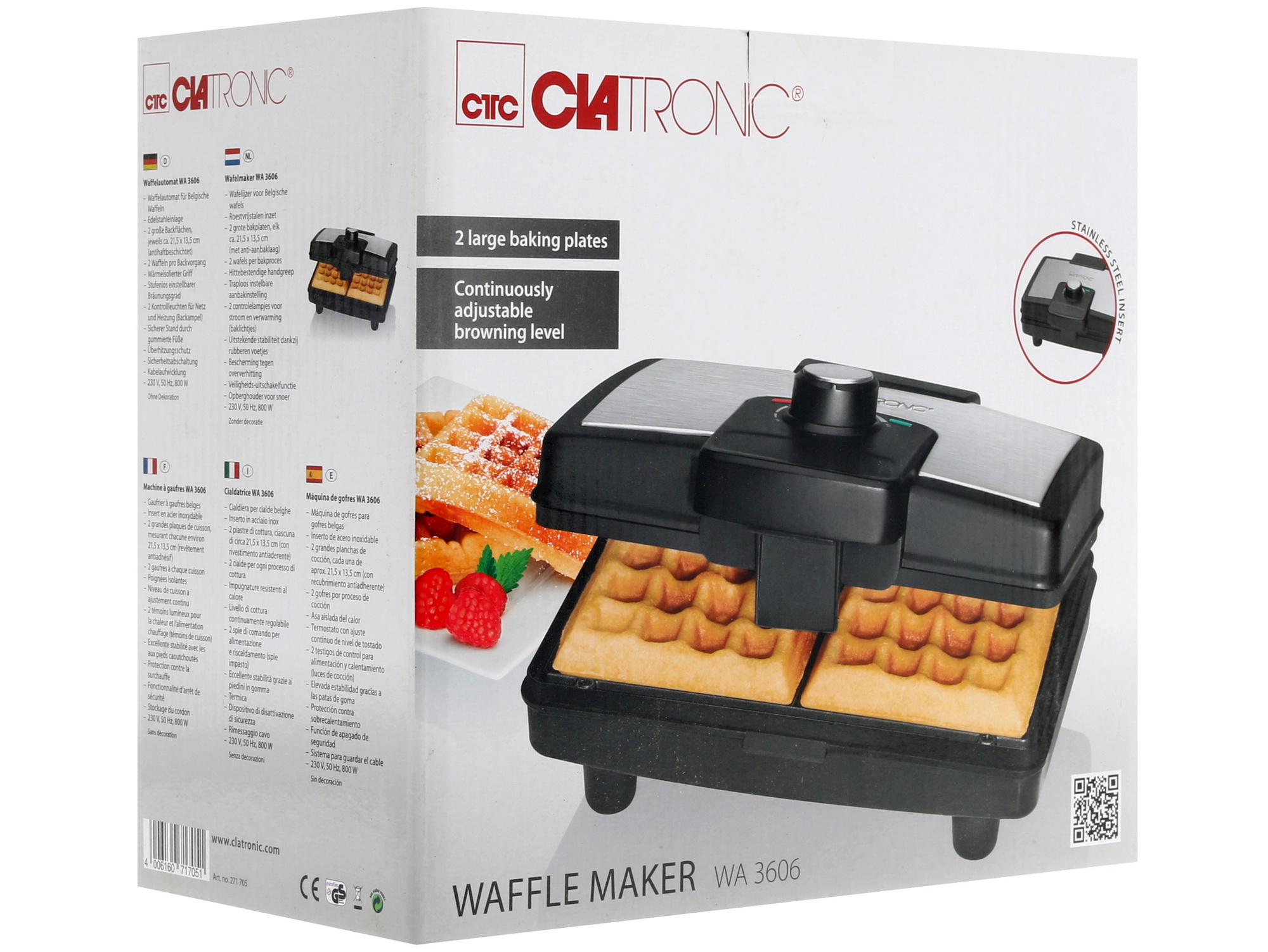 1081001 Вафельница Clatronic WA 3606 серебристый STDN-0070896 - Вид №6