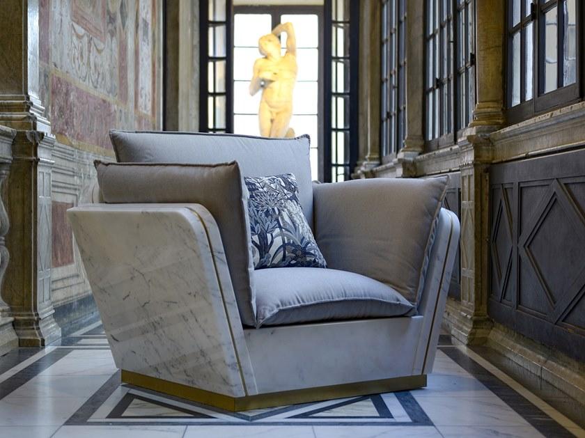 FranchiUmbertoMarmi Кресло из скульптурного мрамора с подлокотниками Mattis Hd032stabra - Вид №2