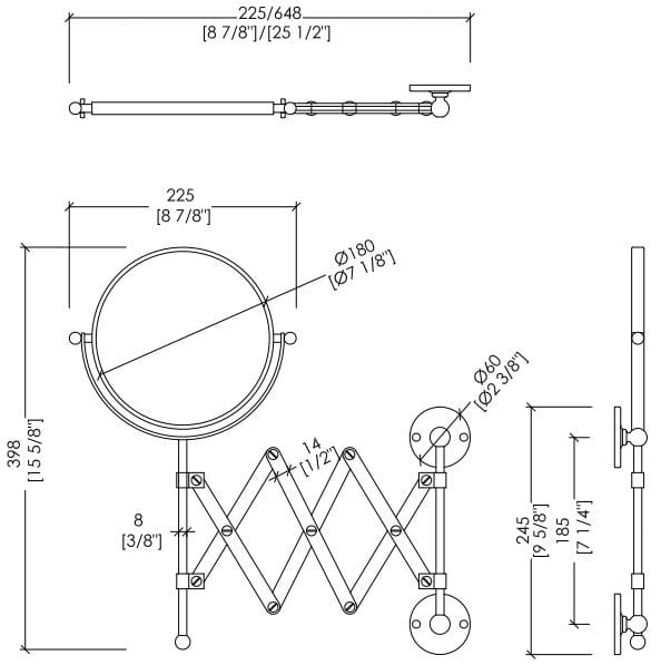 Настенное латунное расширяемое зеркало Devon&Devon Кавендиш ARCH-00004425
