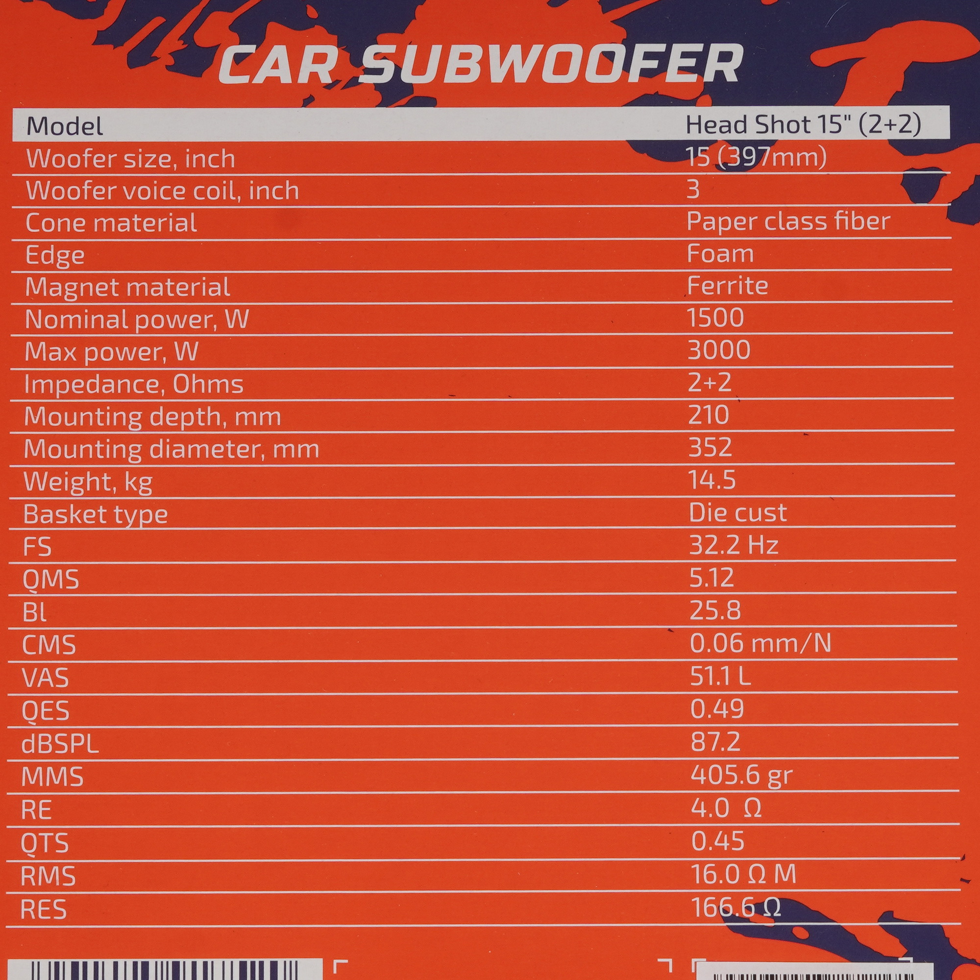 9102857 Сабвуферный динамик Kicx HeadShot 15" STDN-0002001 - Вид №4