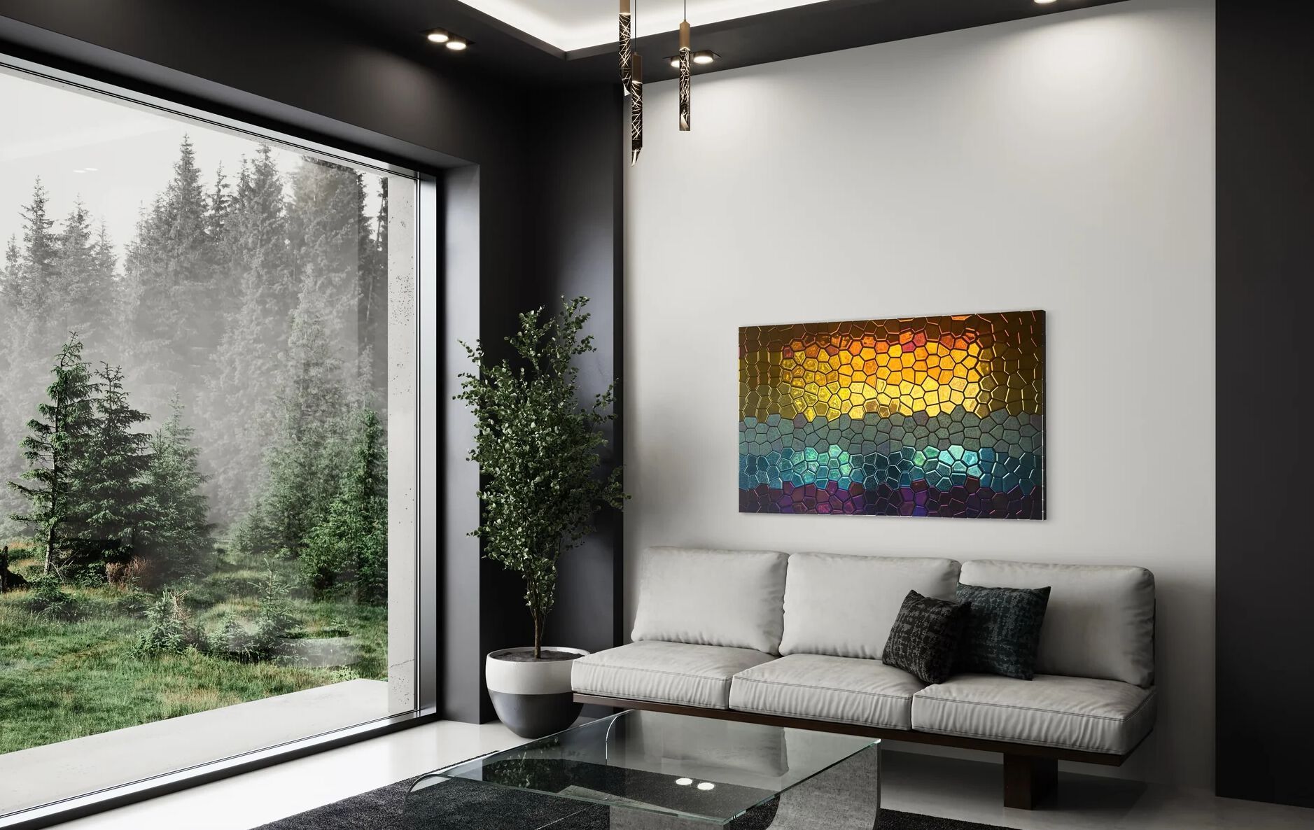 Декоративный предмет стеклянной стены PlusObject COLOR FUSION POLYGONAL MOSAIC ARCH-00084399 - Вид №1