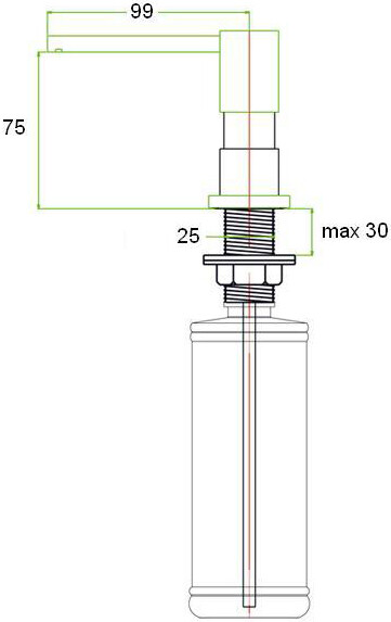 Встраиваемый дозатор ZorG Inox ZR-22 BLACK для жидкого мыла, черный - Вид №1