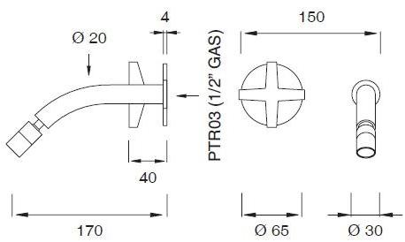 Ceadesign Смеситель для умывальника настенный с регулируемым изливом Cross Crx 10 - Вид №2