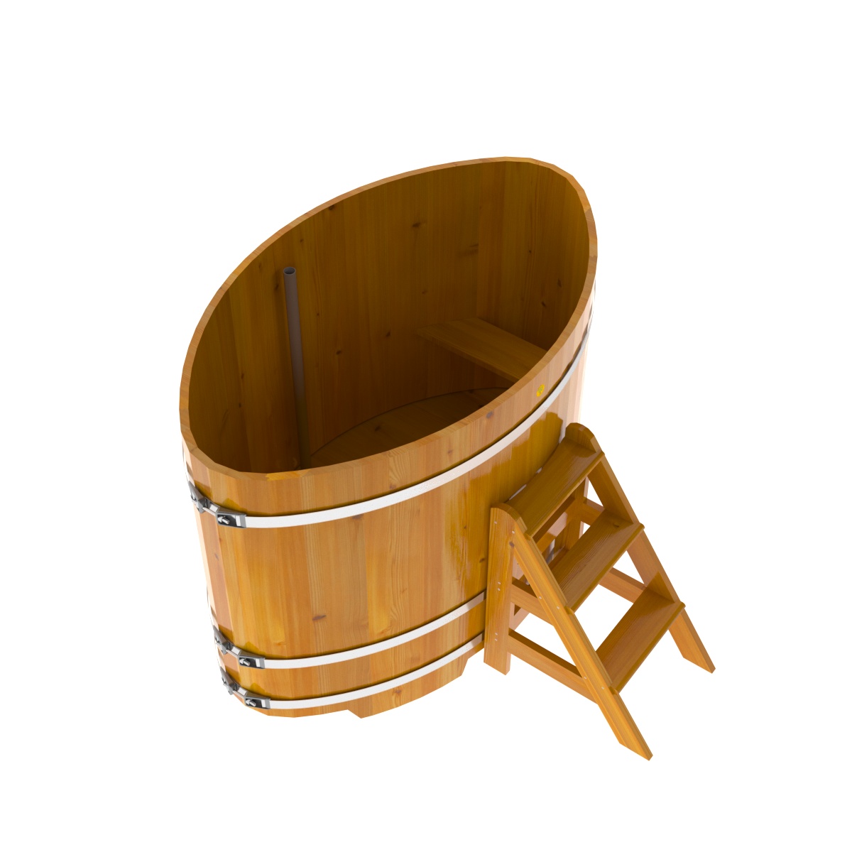 2282 Купель овальная из лиственницы Рустик 1,02х1,68х1,2 натуральная Alyarus  - Вид №2