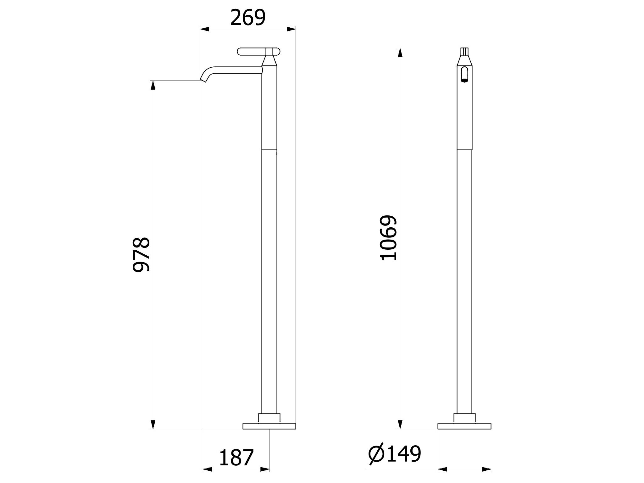 Напольный смеситель для раковины с автоматическим сливом IB Soho ARCH-00106832 - Вид №6