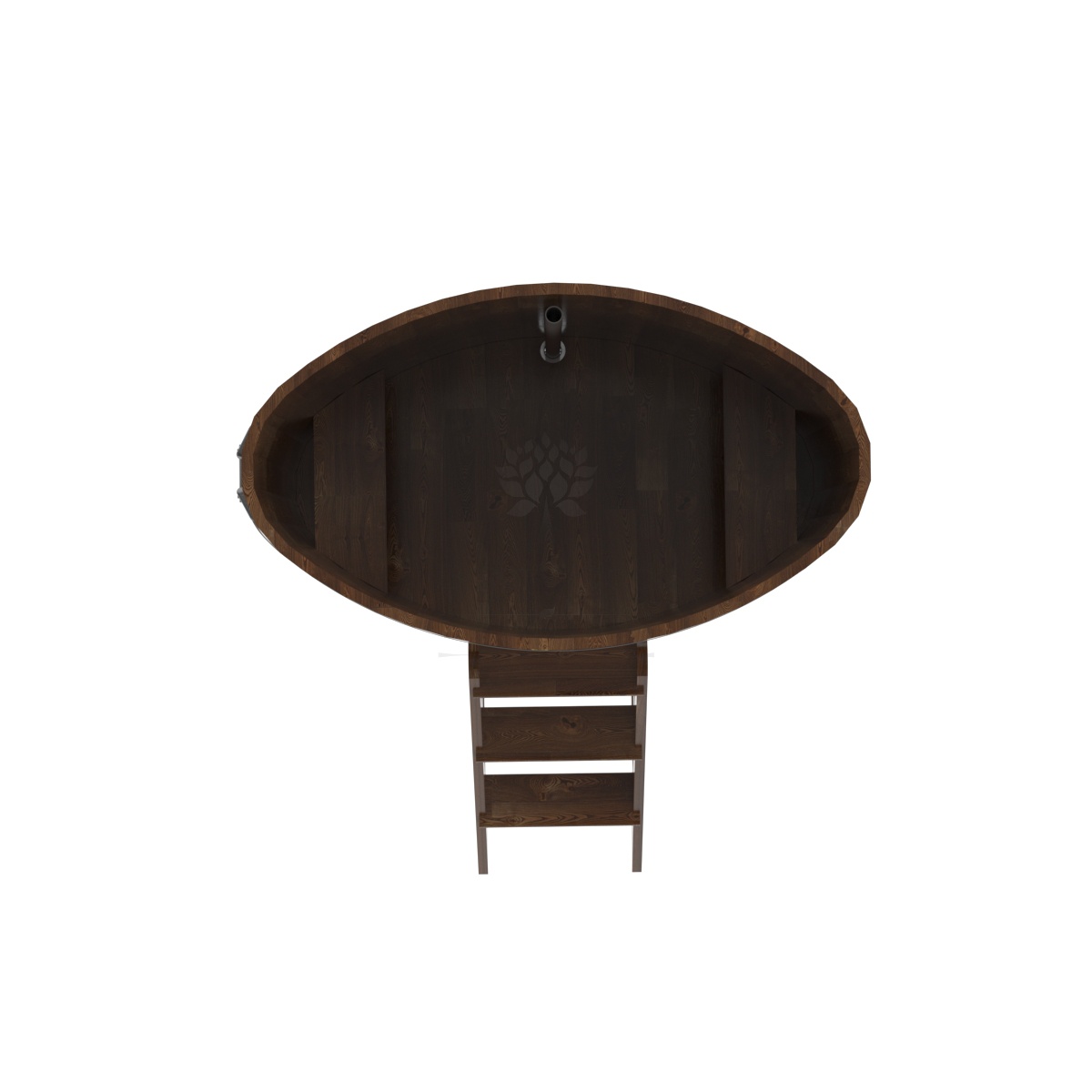 1499 Купель овальная из сращенных ламелей лиственницы 0,80х1,42х1,4 морёная Alyarus  - Вид №4