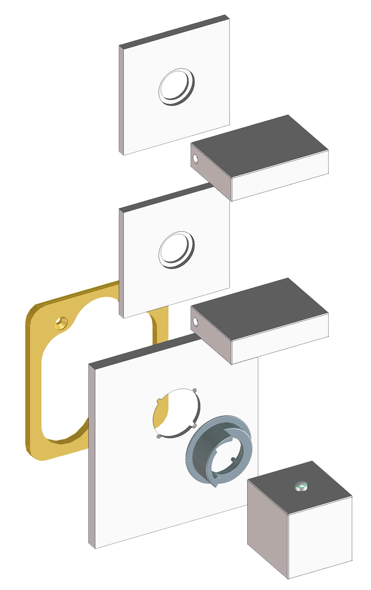 Z033203 + Z030201 000 Смеситель & запорный кран Rectangular 2 Outlets LP BOSSINI  - Вид №3