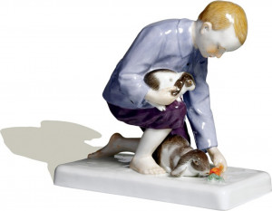 101422 Meissen Фигурка 12см "Мальчик с кроликами" Фарфор