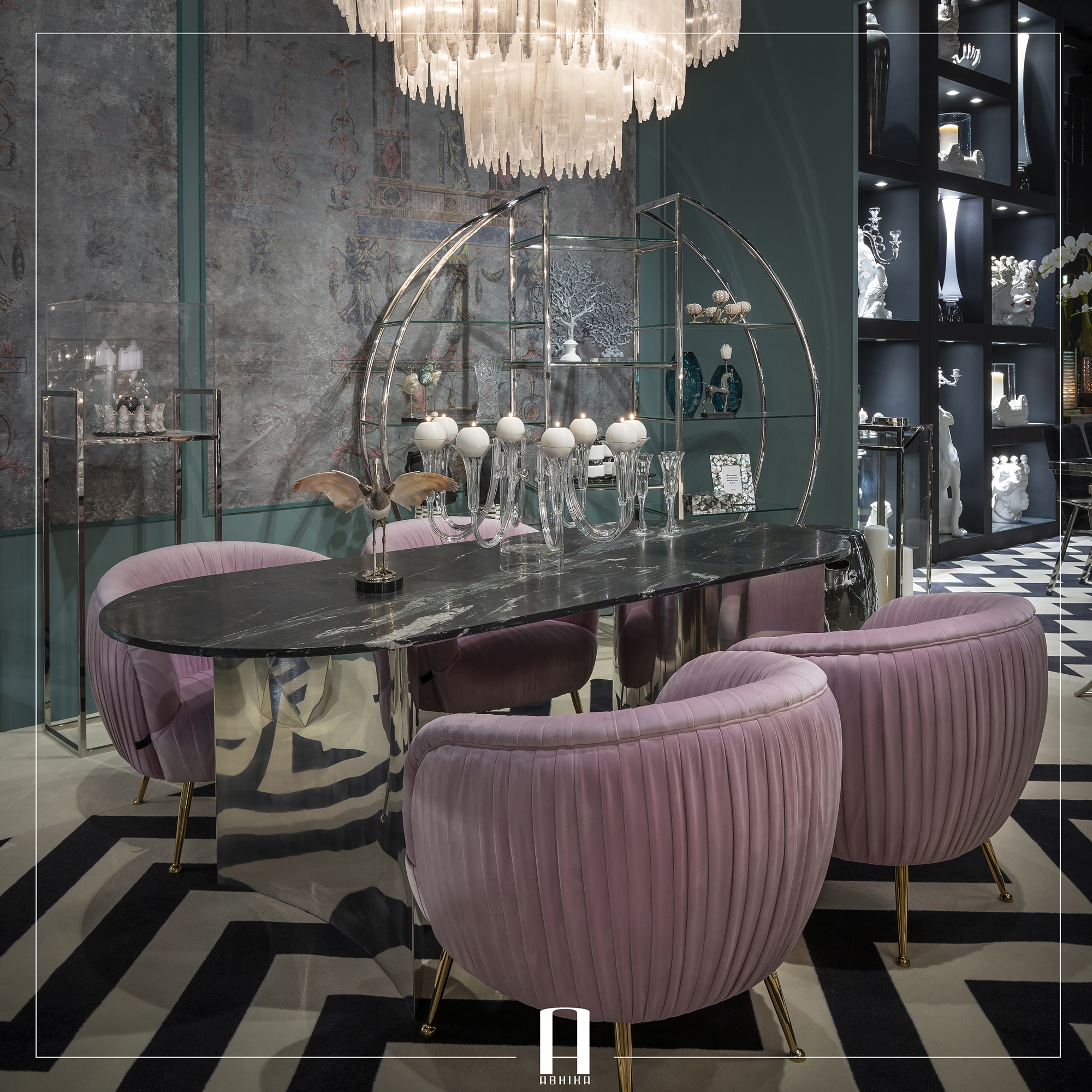 450260-90 ABHIKA СТОЛ CAROLA H72 220X90 BLACK  - Вид №3