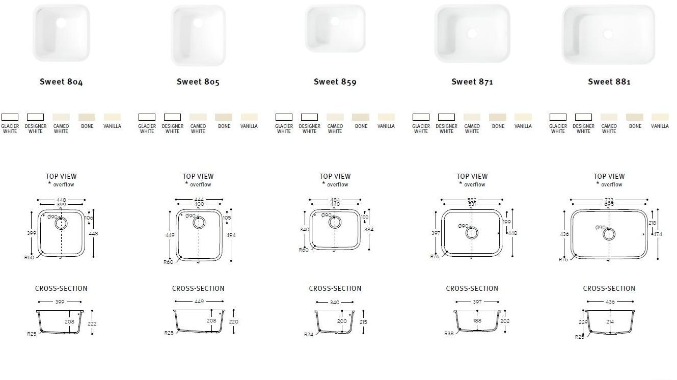 804, 805, 809 Накладная раковина на столешницу  овальная Corian® Design  - Вид №3