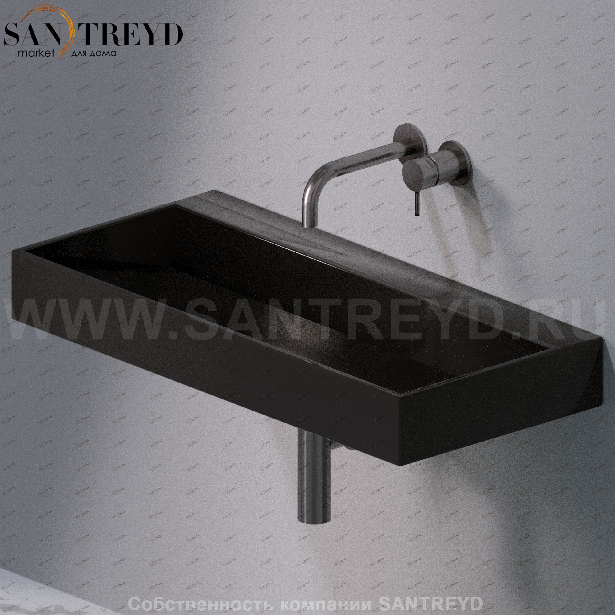 L011T1RPV4.104 Подвесная раковина настенная прямоугольная A. e T. Italia P35 черная AeT ITALIA