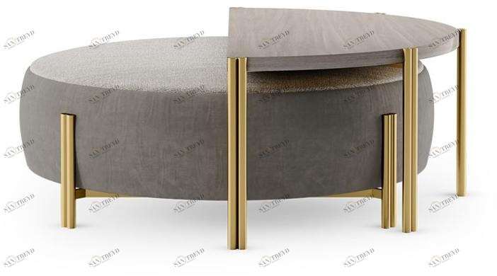 FRATO Круглый журнальный столик из дерева и латуни sun-id-1418394