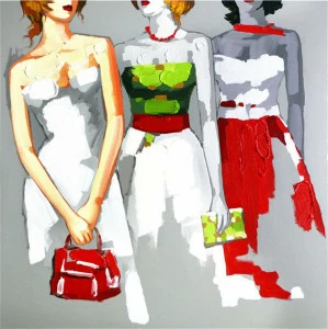 Картина на холсте 100х100 см "Поход в театр" EVENHOME КАРТИНЫ МАСЛОМ 129828 Зеленый;красный;серый;разноцветный