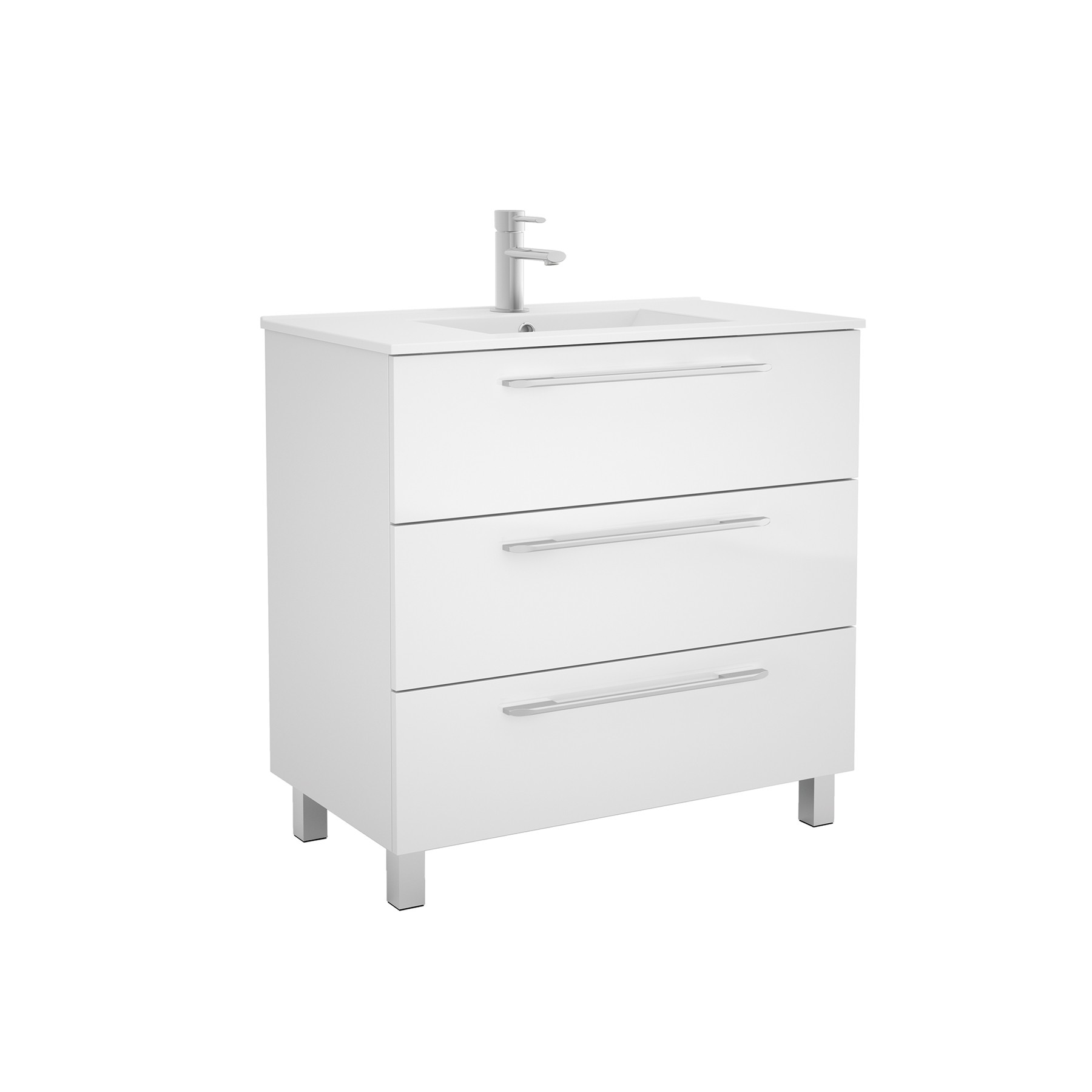 26591 SALGAR Мебель для умывальника FUSSION CHROME 900 3 ящика GLOSS WHITE 897 x 868 x 450 мм Глянцевый белый - Вид №1