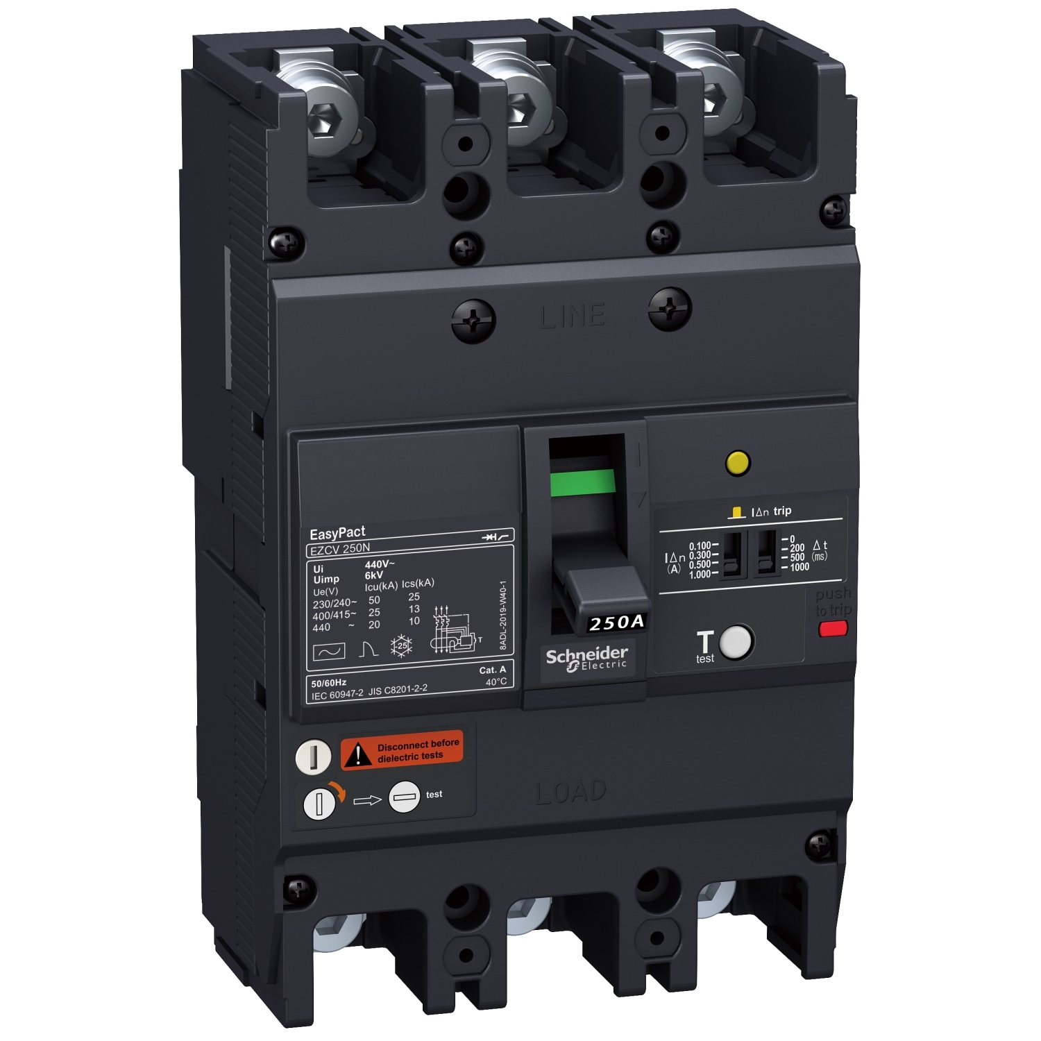 EZCV250H3125 Силовой автомат EZC 250, TM-D c диф защитой, 36кА, 3P, 125А Schneider Electric EasyPact 