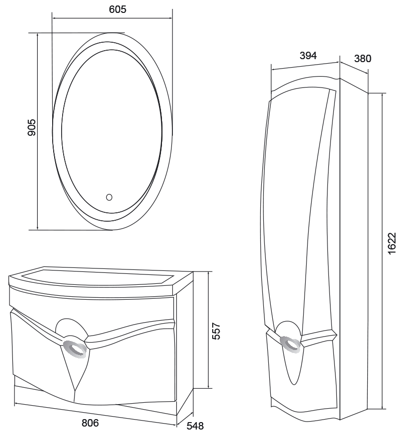У40416 Тумба с раковиной Cloud 80, 1я, White 1 Marka Cloud - Вид №3