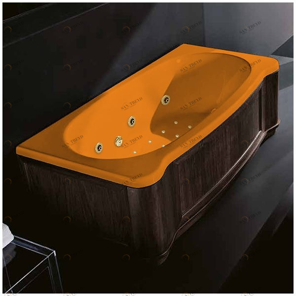 Ванна Gruppo treesse New Classic Young ATC-V674Q-DX-WV-OZ оранжевая с золотой фурнитурой гидромассажем аэромассажем и дезинфекцией прямоугольная правая дерево венге ATCV674QDXWVOZ